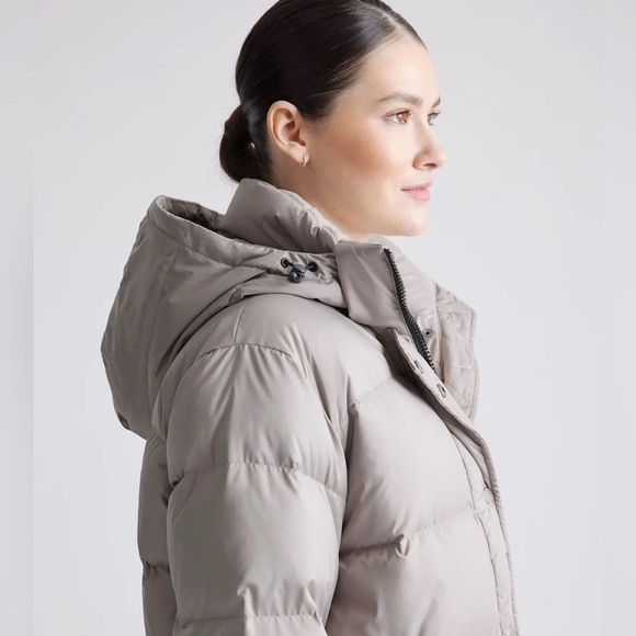 Quince Responsible Down Long Puffer Hooded Jacket in Stone Taupe - Picture 8 of 8